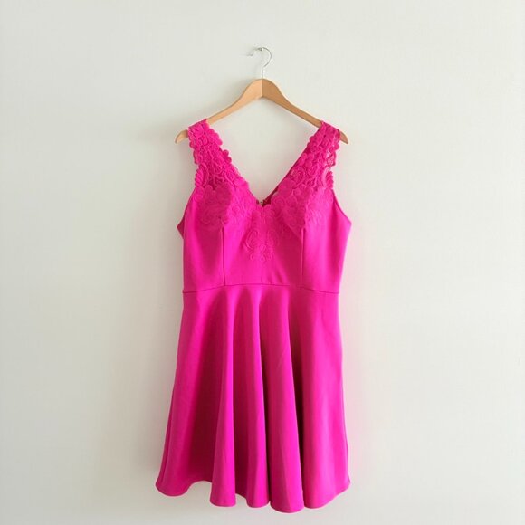 Ted Baker Taliia Halterneck Embroidered Lace Dress NWT Fuchsia Pink Size 12 - Picture 8 of 13